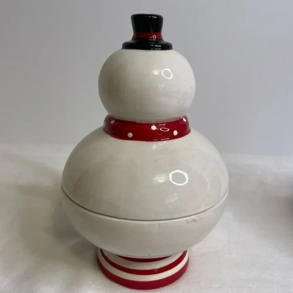 Johanna Parker Santa & Snowman Ceramic Salt & Pepper Shakers & Candy Dishes